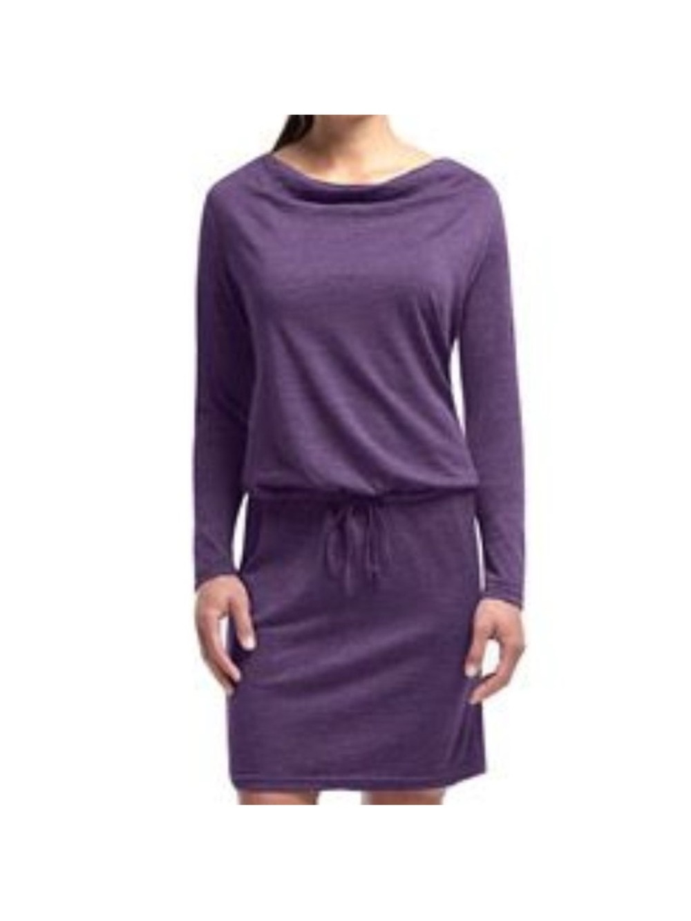 Icebreaker IRIs purple wool Long-Sleeve Drawstring Waist Dress